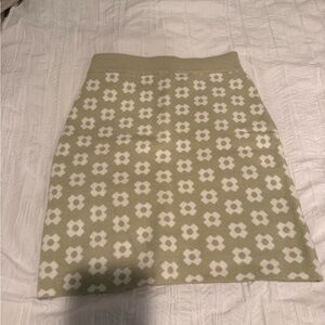 Princess Polly Green and White Mini Pencil Skirt